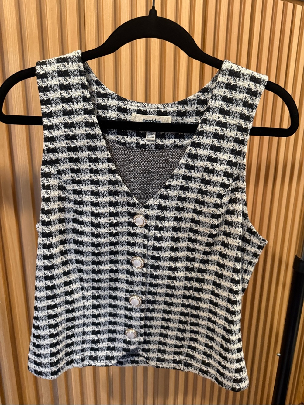 Periade Black and White Tweed Button Camisole